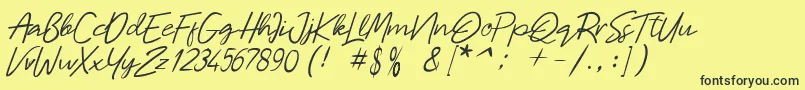 Malaya-Schriftart – Schwarze Schriften auf gelbem Hintergrund