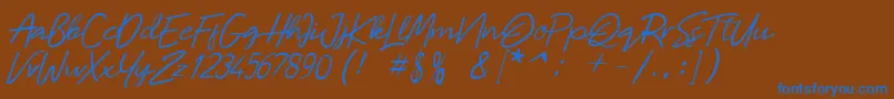 Malaya-fontti – siniset fontit ruskealla taustalla