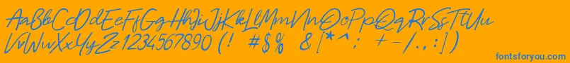 Weitere Informationen zur Malaya-Schriftart Malaya-Schriftart – Blaue Schriften auf orangefarbenem Hintergrund