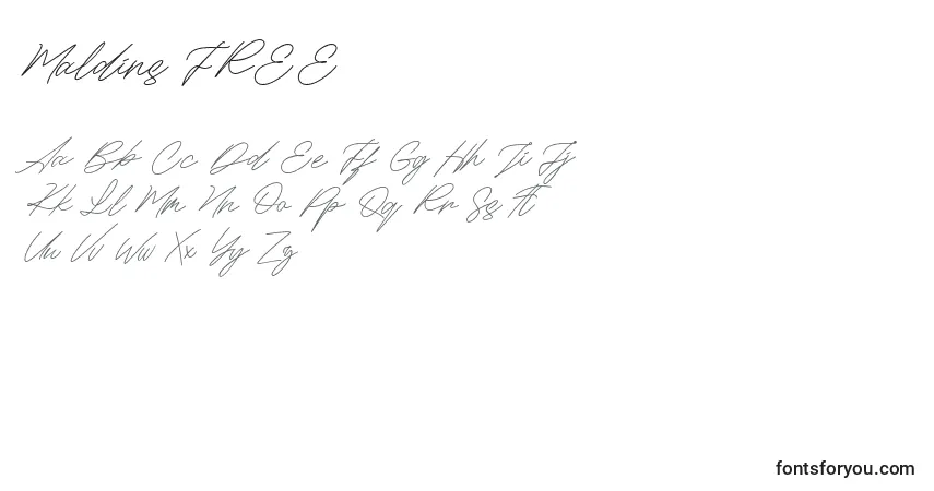 Schriftart Maldins FREE – Alphabet, Zahlen, spezielle Symbole