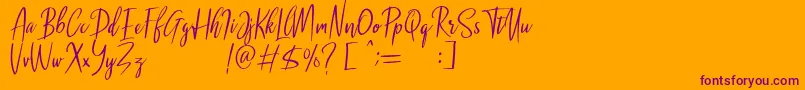 Malenna DEMO-Schriftart – Violette Schriften auf orangefarbenem Hintergrund