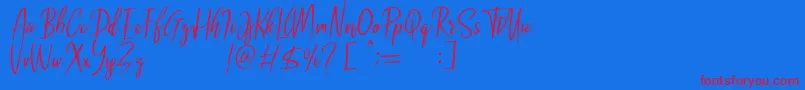 Malenna DEMO-Schriftart – Rote Schriften auf blauem Hintergrund