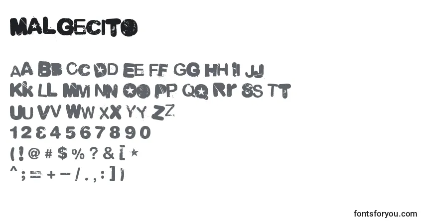 Schriftart Malgecito (133474) – Alphabet, Zahlen, spezielle Symbole