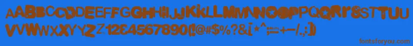 Malgecito-Schriftart – Braune Schriften auf blauem Hintergrund