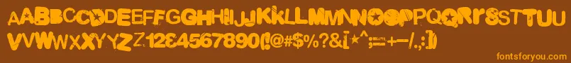 フォントMalgecito – オレンジ色の文字が茶色の背景にあります。