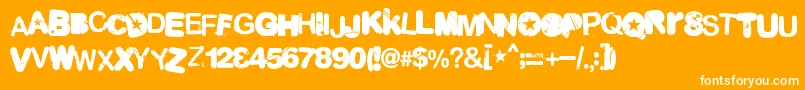 Malgecito-Schriftart – Weiße Schriften auf orangefarbenem Hintergrund