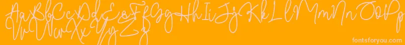 Malibbie DAFONT-Schriftart – Rosa Schriften auf orangefarbenem Hintergrund