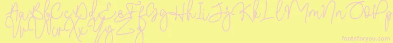 フォントMalibbie DAFONT – ピンクのフォント、黄色の背景