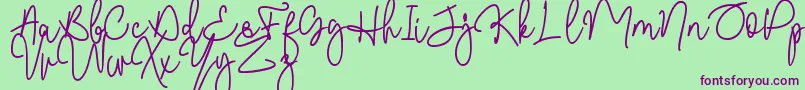 Malibbie DAFONT-Schriftart – Violette Schriften auf grünem Hintergrund