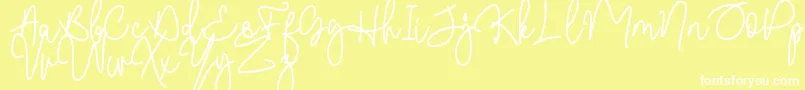 Malibbie DAFONT-Schriftart – Weiße Schriften auf gelbem Hintergrund