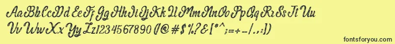 MalindaScript-Schriftart – Schwarze Schriften auf gelbem Hintergrund
