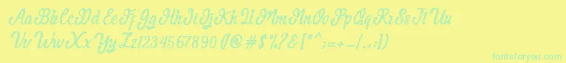 フォントMalindaScript – 黄色い背景に緑の文字