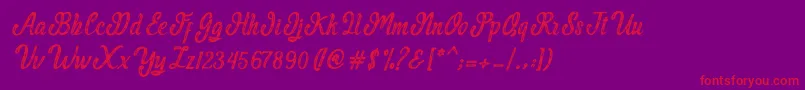 MalindaScript-Schriftart – Rote Schriften auf violettem Hintergrund