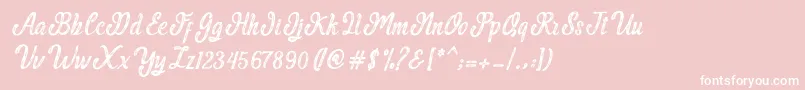 MalindaScript-Schriftart – Weiße Schriften auf rosa Hintergrund