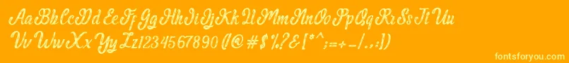 MalindaScript-Schriftart – Gelbe Schriften auf orangefarbenem Hintergrund