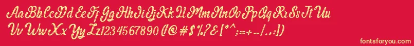 MalindaScript Font – Yellow Fonts on Red Background