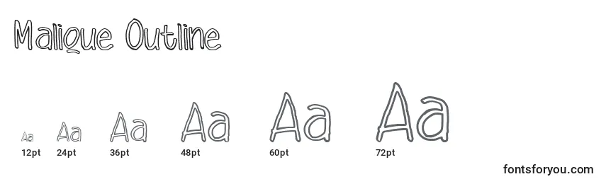 Размеры шрифта Malique Outline