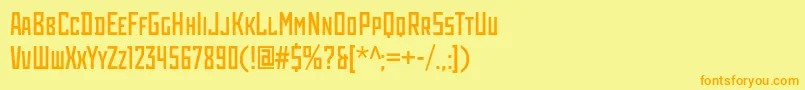 Rodchenkocondc-Schriftart – Orangefarbene Schriften auf gelbem Hintergrund