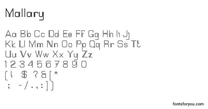 Schriftart Mallary – Alphabet, Zahlen, spezielle Symbole