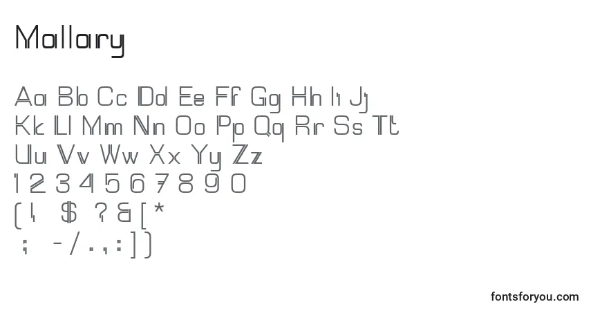 A fonte Mallary (133481) – alfabeto, números, caracteres especiais