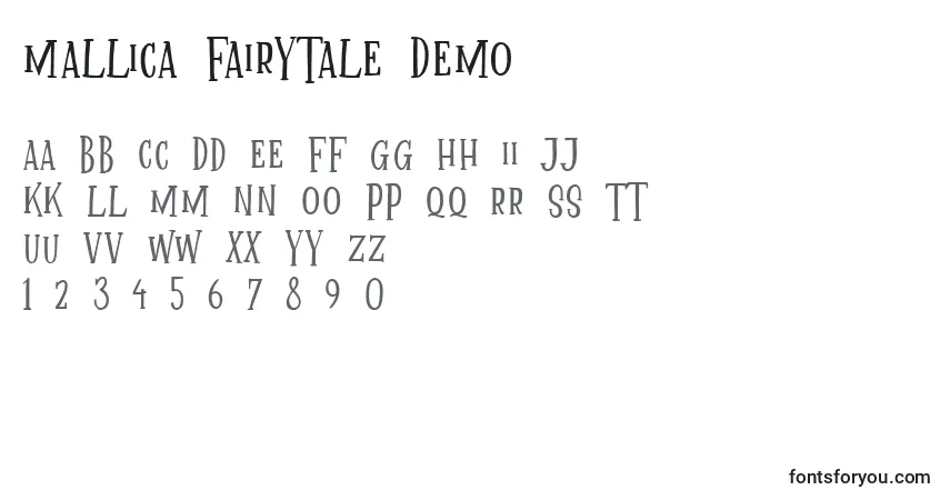Шрифт Mallica Fairytale DEMO – алфавит, цифры, специальные символы