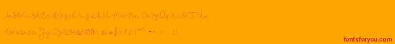 Mallino-Schriftart – Rote Schriften auf orangefarbenem Hintergrund