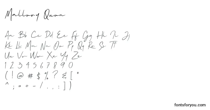 Czcionka Mallory Quon – alfabet, cyfry, specjalne znaki
