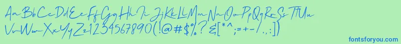 Mallory Quon Font – Blue Fonts on Green Background