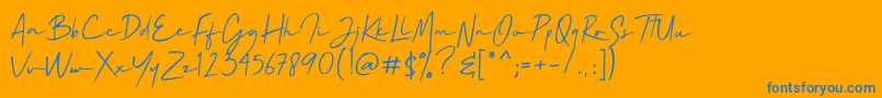 Mallory Quon Font – Blue Fonts on Orange Background