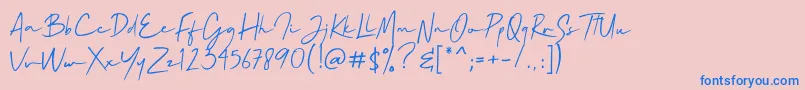 More about Mallory Quon Font Mallory Quon Font – Blue Fonts on Pink Background