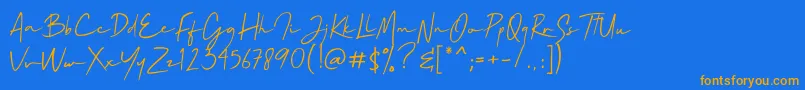 Mallory Quon Font – Orange Fonts on Blue Background