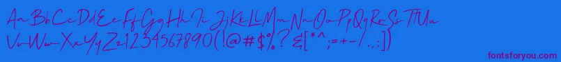 Mallory Quon Font – Purple Fonts on Blue Background