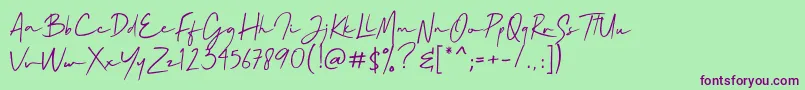 Mallory Quon Font – Purple Fonts on Green Background