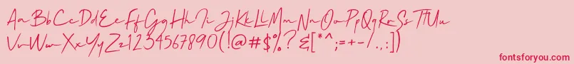 フォントMallory Quon – ピンクの背景に赤い文字