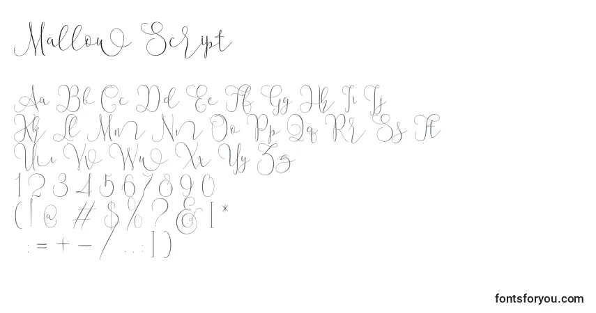 Fuente Mallow Script - alfabeto, números, caracteres especiales