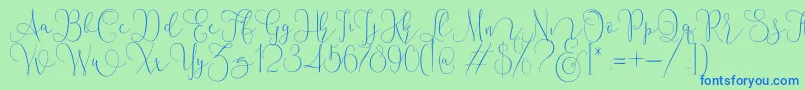 Mallow Script Font – Blue Fonts on Green Background