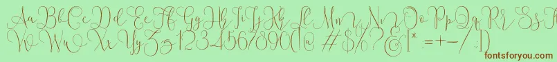 Mallow Script-Schriftart – Braune Schriften auf grünem Hintergrund