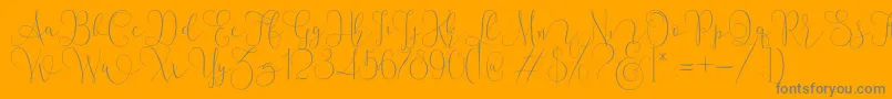 Mallow Script-Schriftart – Graue Schriften auf orangefarbenem Hintergrund