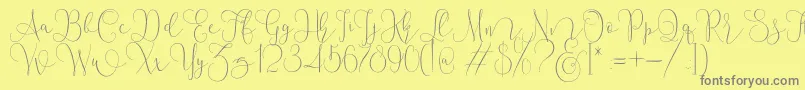 Mallow Script Font – Gray Fonts on Yellow Background