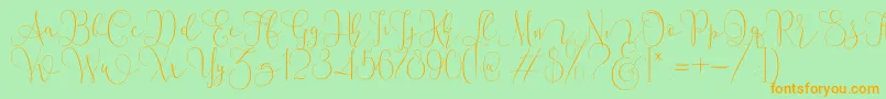 Mallow Script Font – Orange Fonts on Green Background