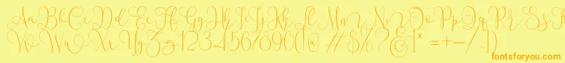 Mallow Script Font – Orange Fonts on Yellow Background