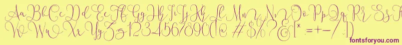 Mallow Script-Schriftart – Violette Schriften auf gelbem Hintergrund