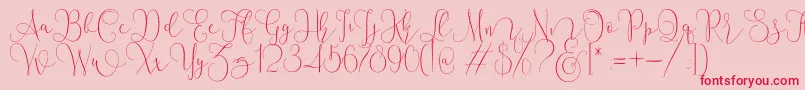 フォントMallow Script – ピンクの背景に赤い文字