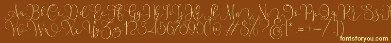 Mallow Script Font – Yellow Fonts on Brown Background