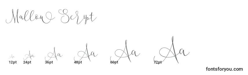 Mallow Script Font Sizes