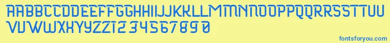 フォントMaloire – 青い文字が黄色の背景にあります。