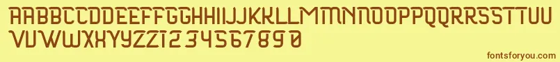 フォントMaloire – 茶色の文字が黄色の背景にあります。