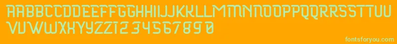 Maloire-Schriftart – Grüne Schriften auf orangefarbenem Hintergrund