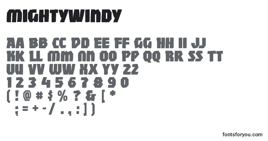 A fonte Mightywindy – alfabeto, números, caracteres especiais