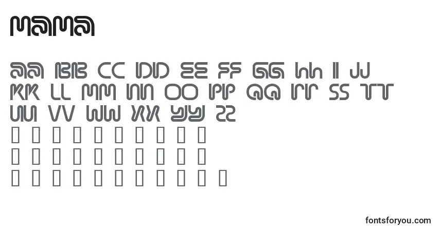 Шрифт MAMA     (133492) – алфавит, цифры, специальные символы
